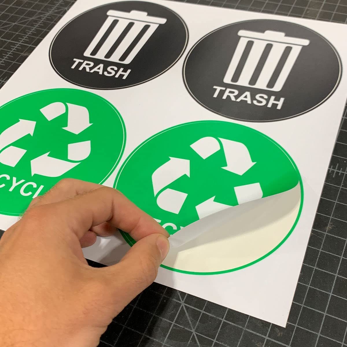Trash And Recycle Printed Vinyl Decals Uv Lamination Naptags