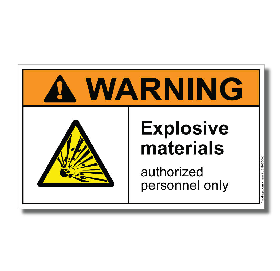 Warning Label - Explosive Materials - Vinyl, UV Laminated -…